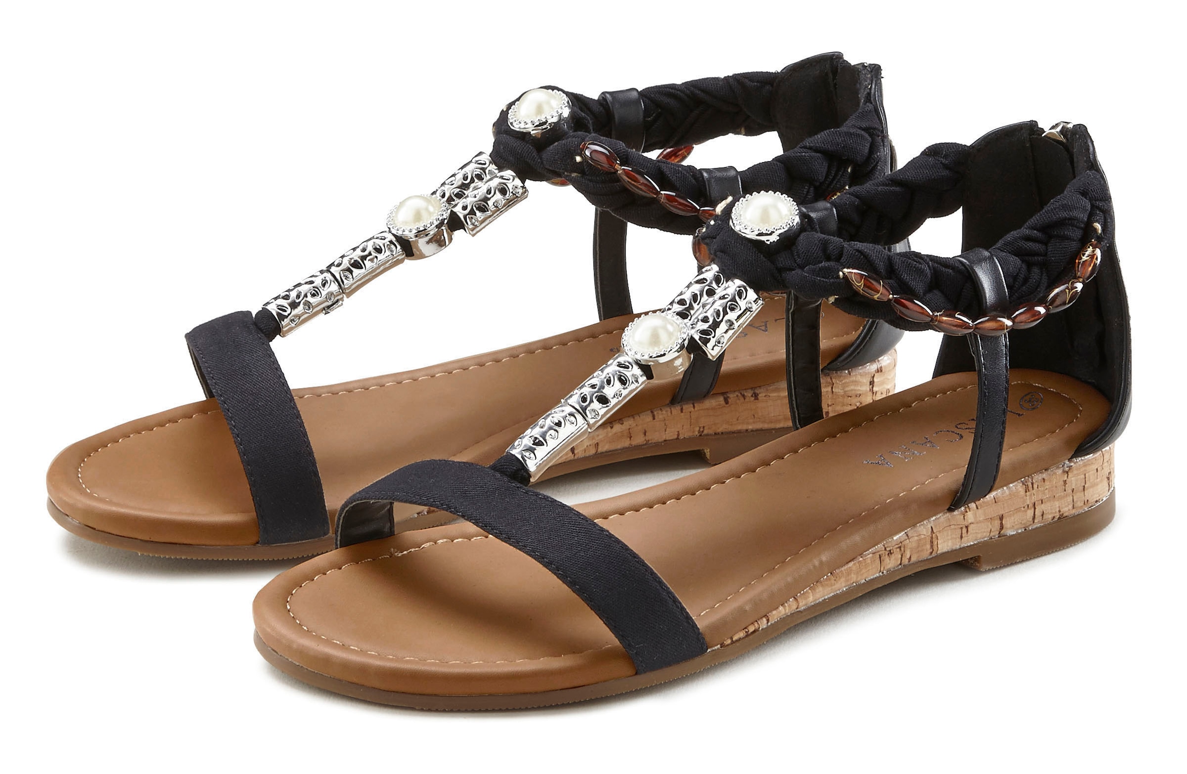 LASCANA Sandale »Sommerschuh«  Sandalette, Sommerschuh mit Schmuckelementen VEGAN