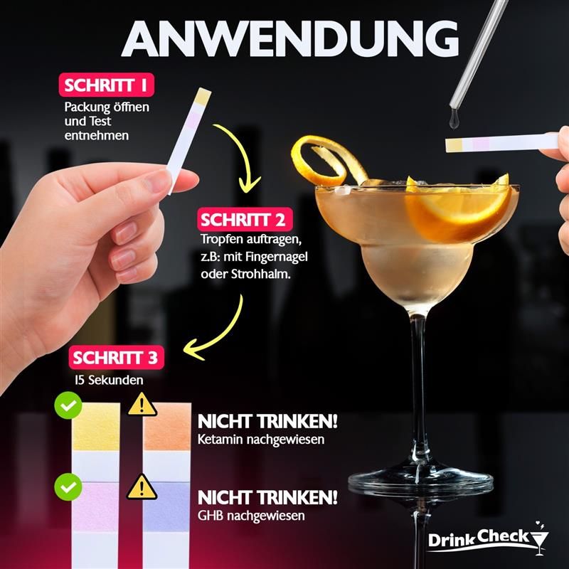 DrinkCheck K.O. Tropfen Schnelltest zur Erkennung von Ketamin und GHB