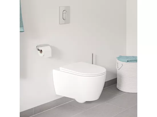 Grohe Pack WC suspendu sans bride Essence + abattant + plaque chromée + bâti Grohe