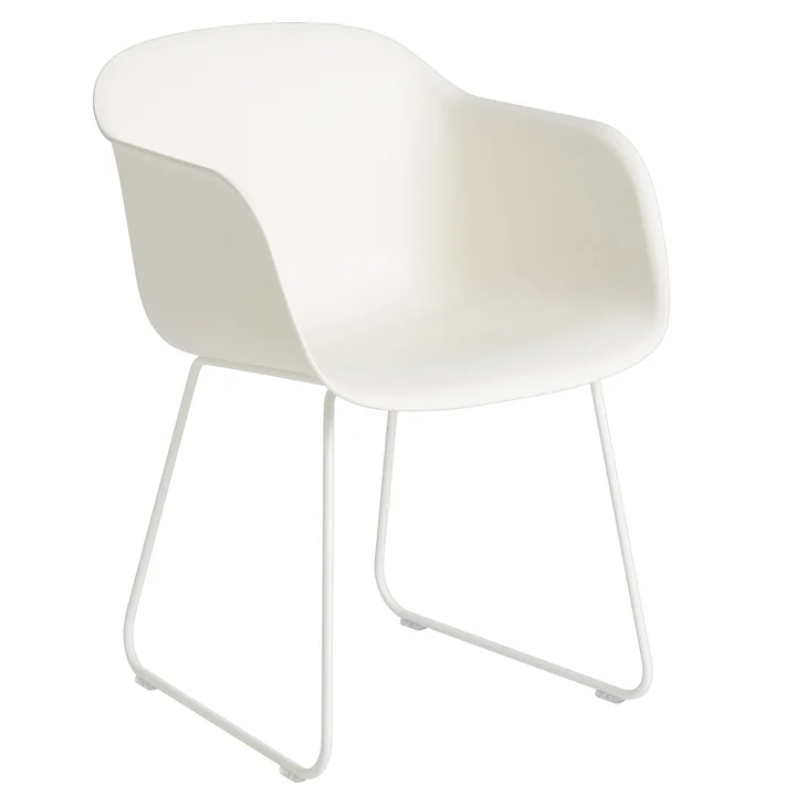 Muuto - Fiber Armchair Sled Base, naturweiss / weiss