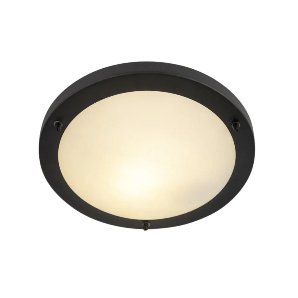 Qazqa plafondlampen buiten yuma zwart e27