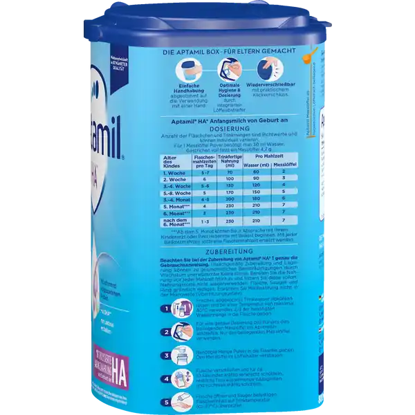 HA 1 hydrolysierte Anfangsnahrung von Geburt an