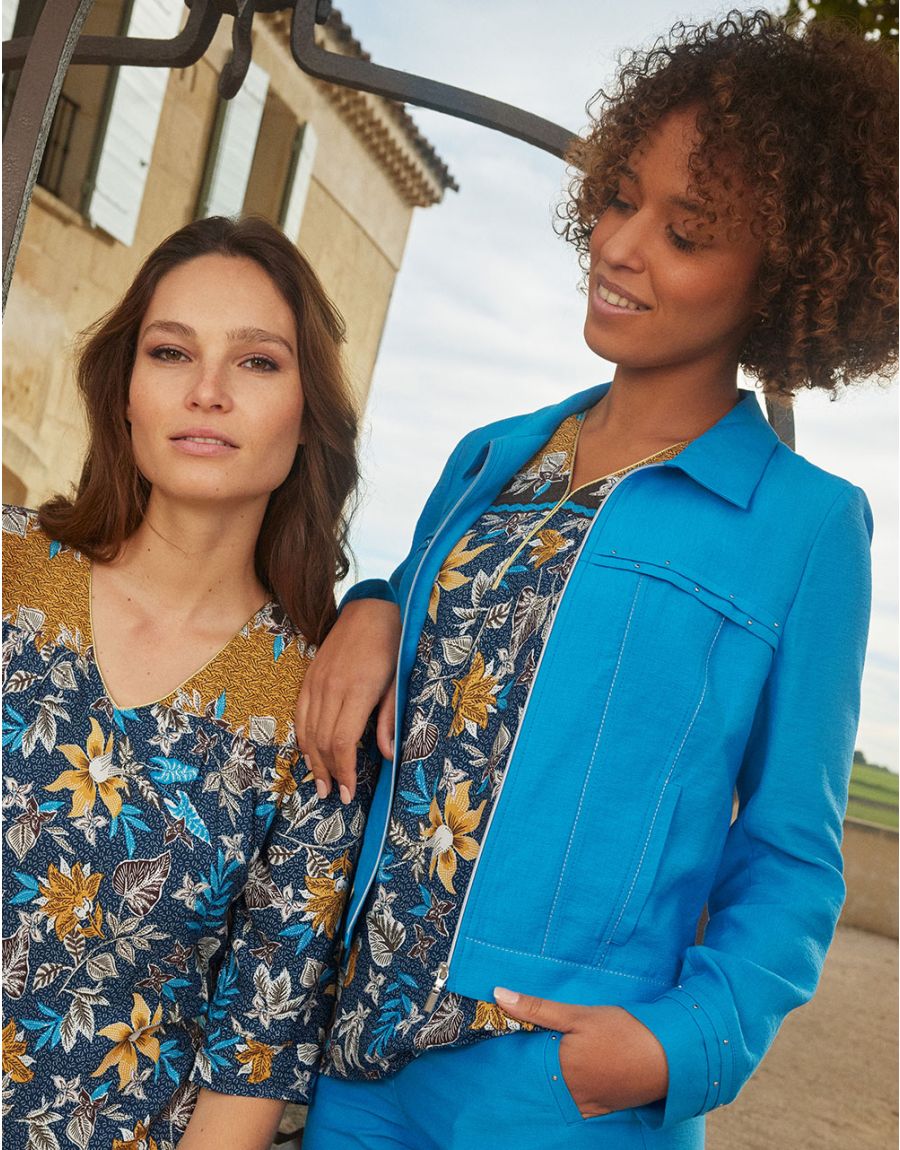 Top motifs floraux bleu