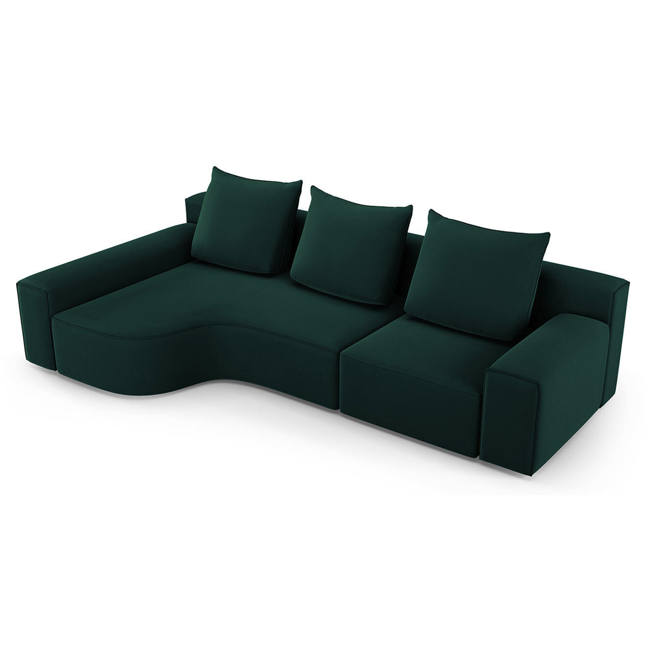 Mazzini Sofas Canapé d'angle Gauche Velours Ivy 4 Places vert foncé - 280x137x89 cm