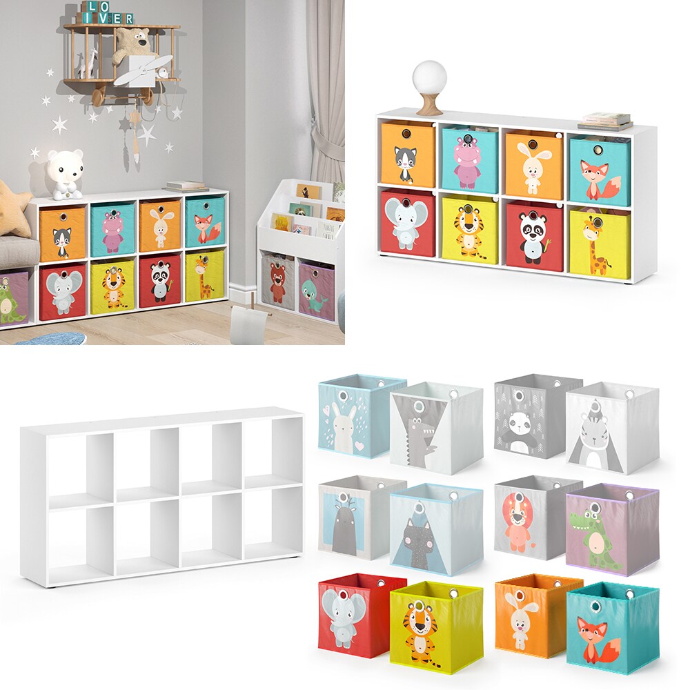 Vicco Bücherregal Wandregal Standregal Scutum Weiß Raumteiler Kinder-Faltboxen