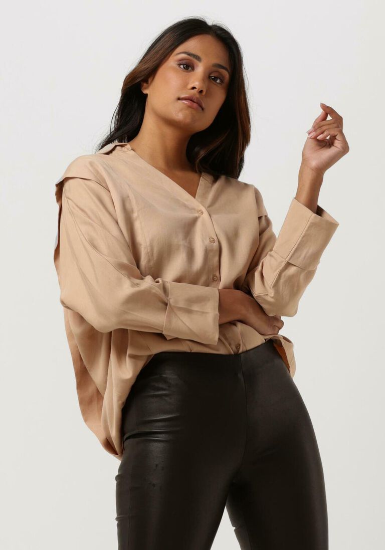 SIMPLE beige simple blouse leona wv-lyocel-22-3