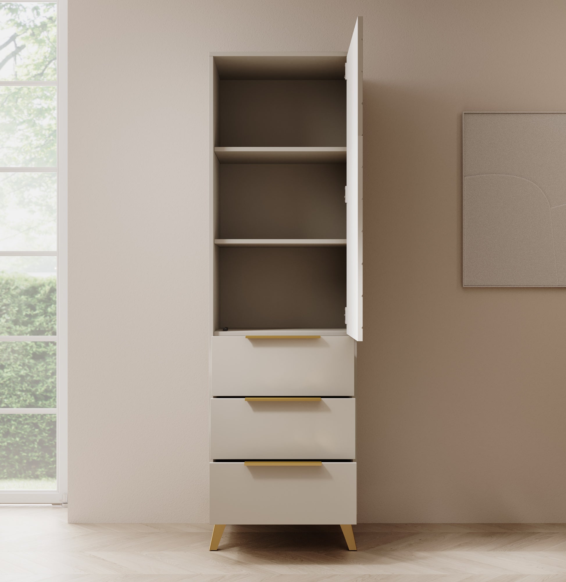 Xiano - Kledingkast met deur - Beige - 54x40x180 cm