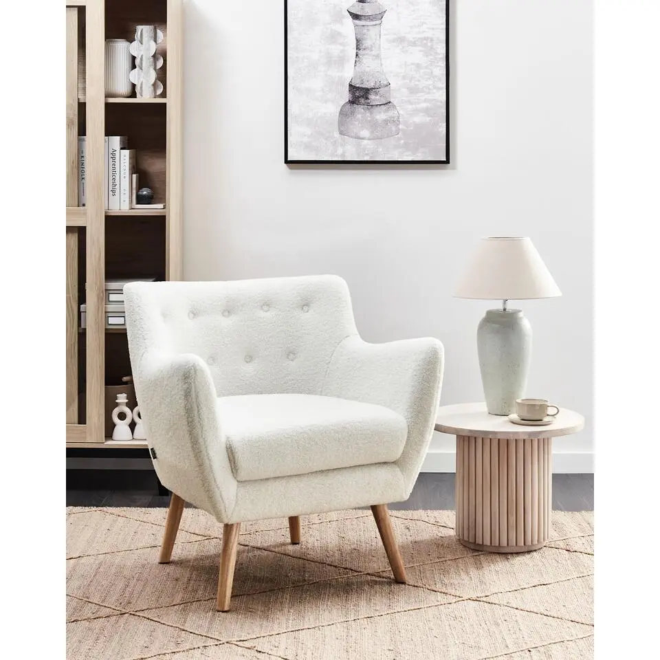 DRAMMEN - Chesterfield fauteuil - Wit - Bouclé