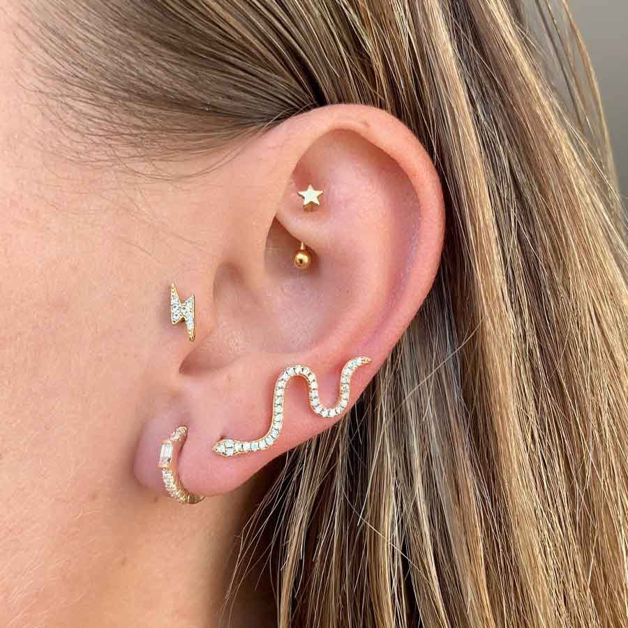 Boucle d'oreille - Baby snake - Laiton doré or 1 micron