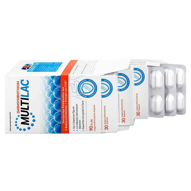 Multilac Synbiotikum magensaftresistent Kapseln, 3X30 St