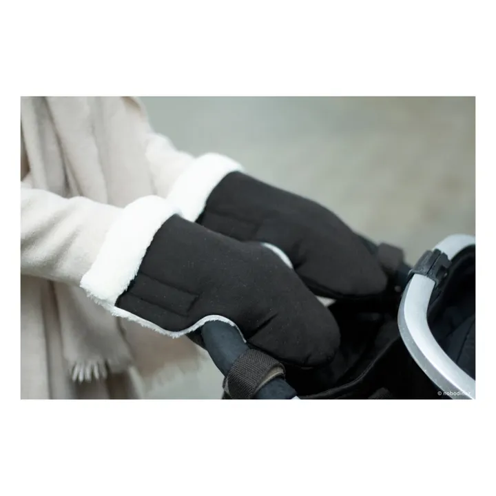 Nobodinoz Moufles pour poussette en coton bio | Noir