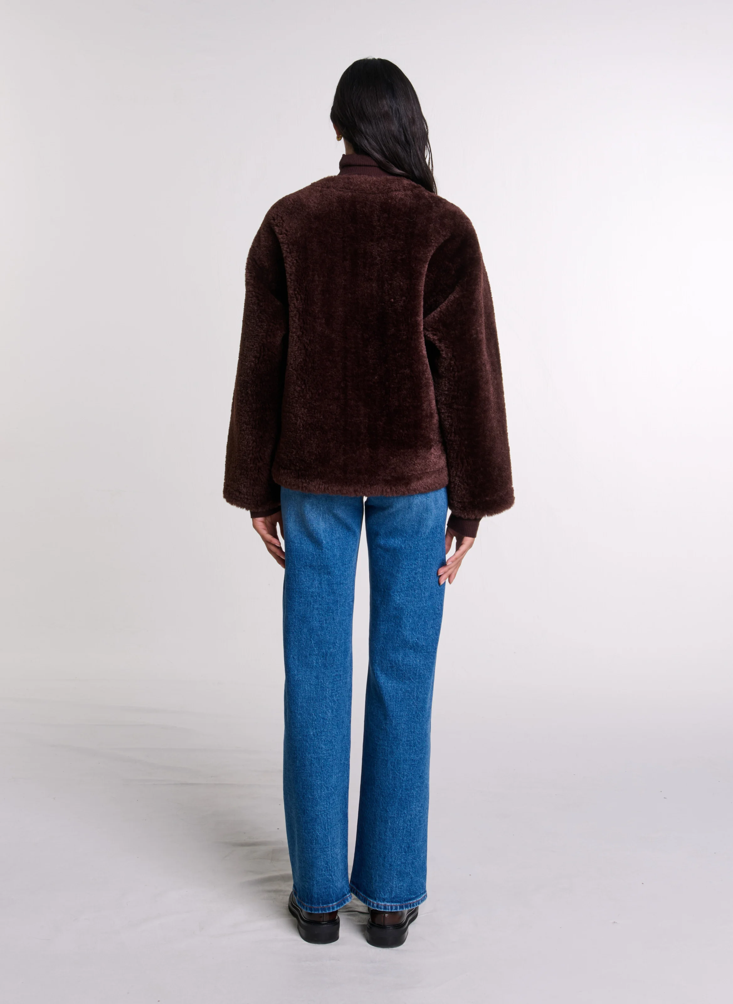Manteau court effet fourrure | Marron