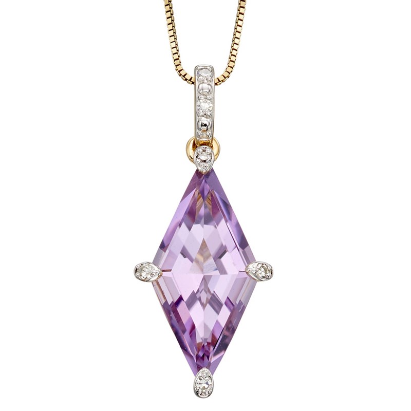 Collier améthyste et diamant sur or jaune 375/1000