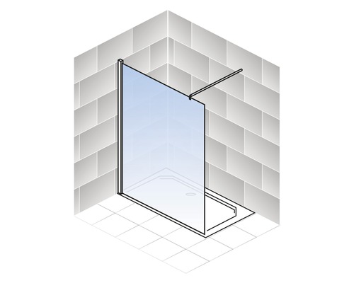 Inloopdouche SCHULTE Alexa Style 2.0 Black Style ExpressPlus 140 cm profiel zwart glas decor Atelier