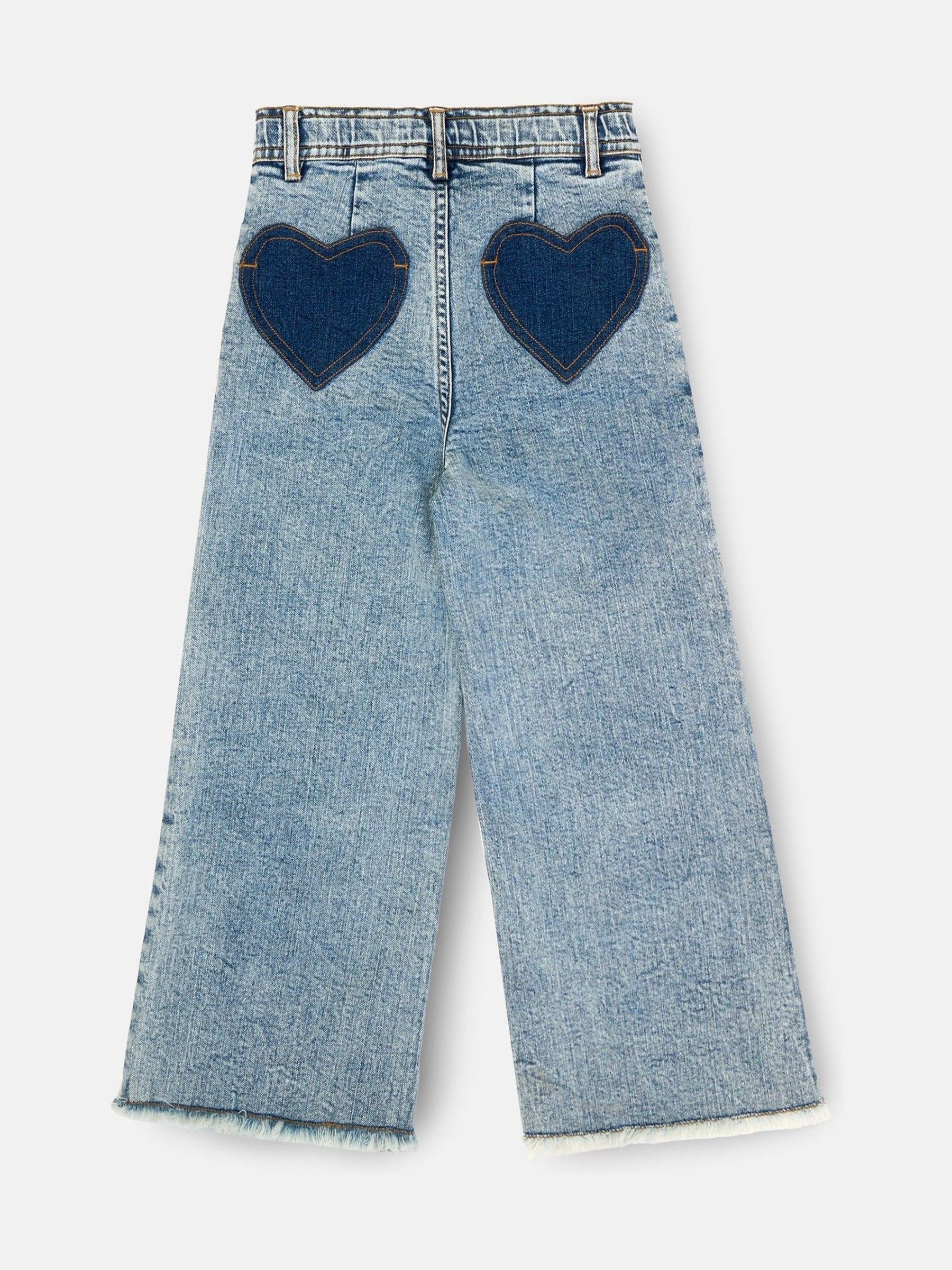 Angel & Rocket Brooke Wide Leg Heart Print Pocket Jeans