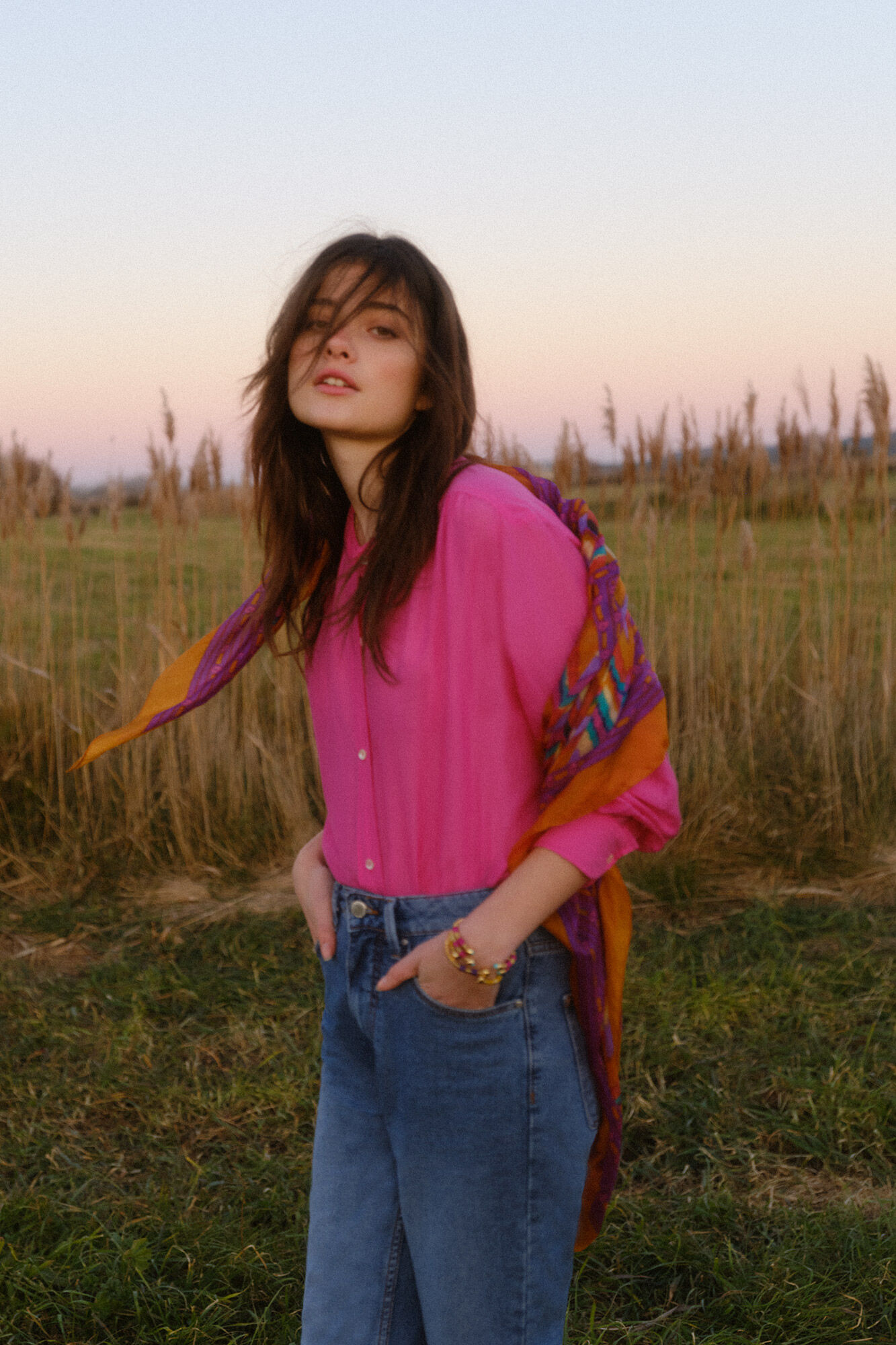 Blusa Emma Flowy com seda - Rosa