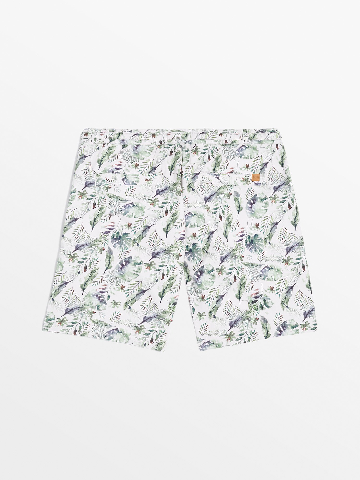 Short Homme Motif Floral Gris et Vert
