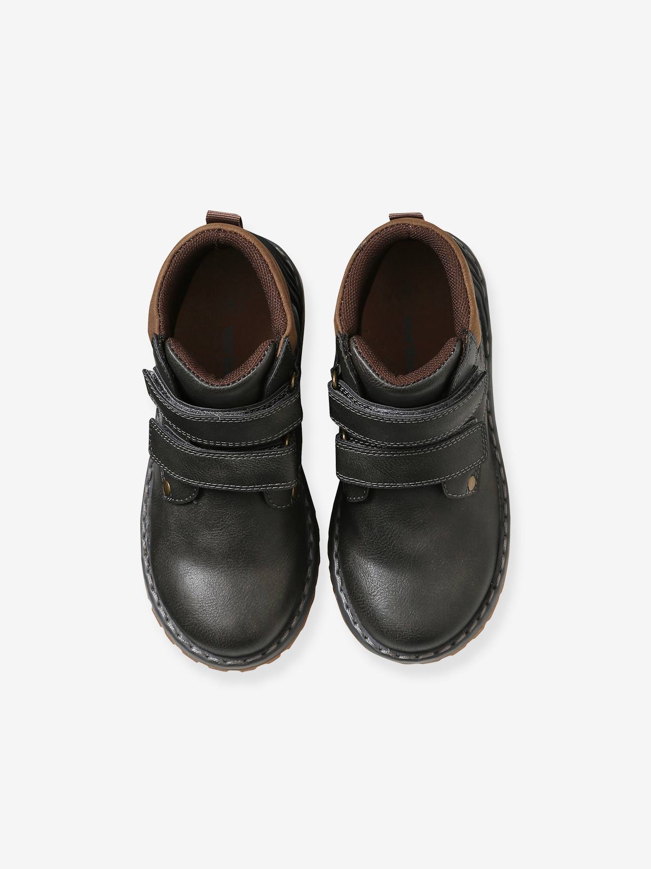 Botas de cano curto com fecho autoadesivo, para meninos, bege médio, lisas