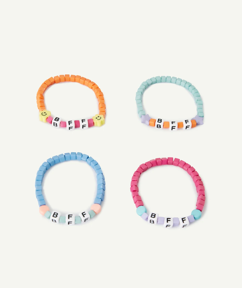 LOT DE 4 BRACELETS D'AMITIÉ FILLE AVEC PERLES COLORÉES