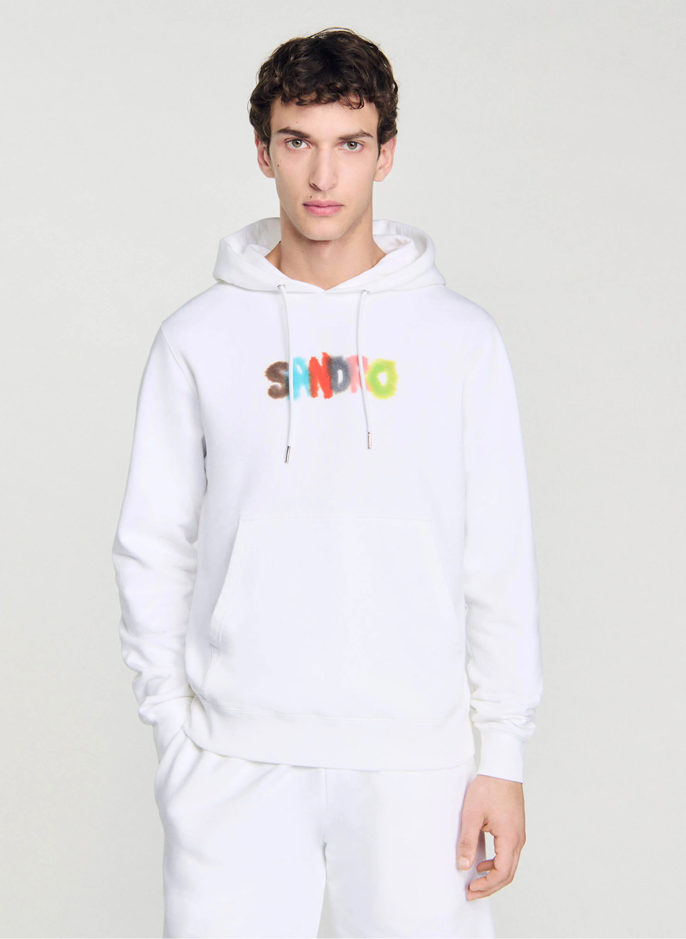 Sweat à capuche imprimé en coton | Blanc