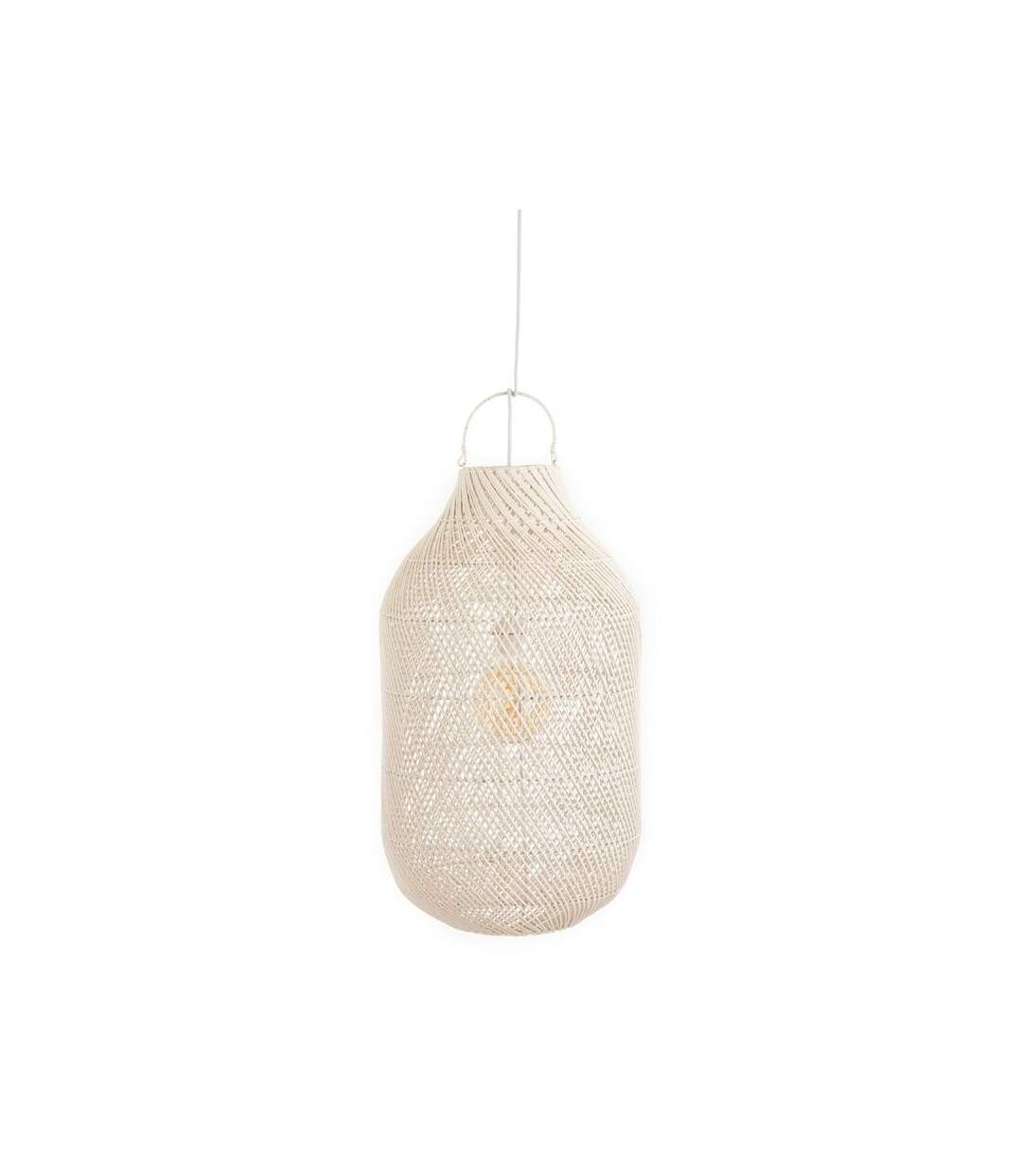 Paris Prix - Abat-jour Cylindrique Déco rotin 75cm Blanc