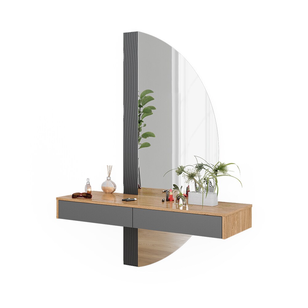 Vicco Schminktisch Melisa Eiche Grau 120 cm mit 2 Schubladen