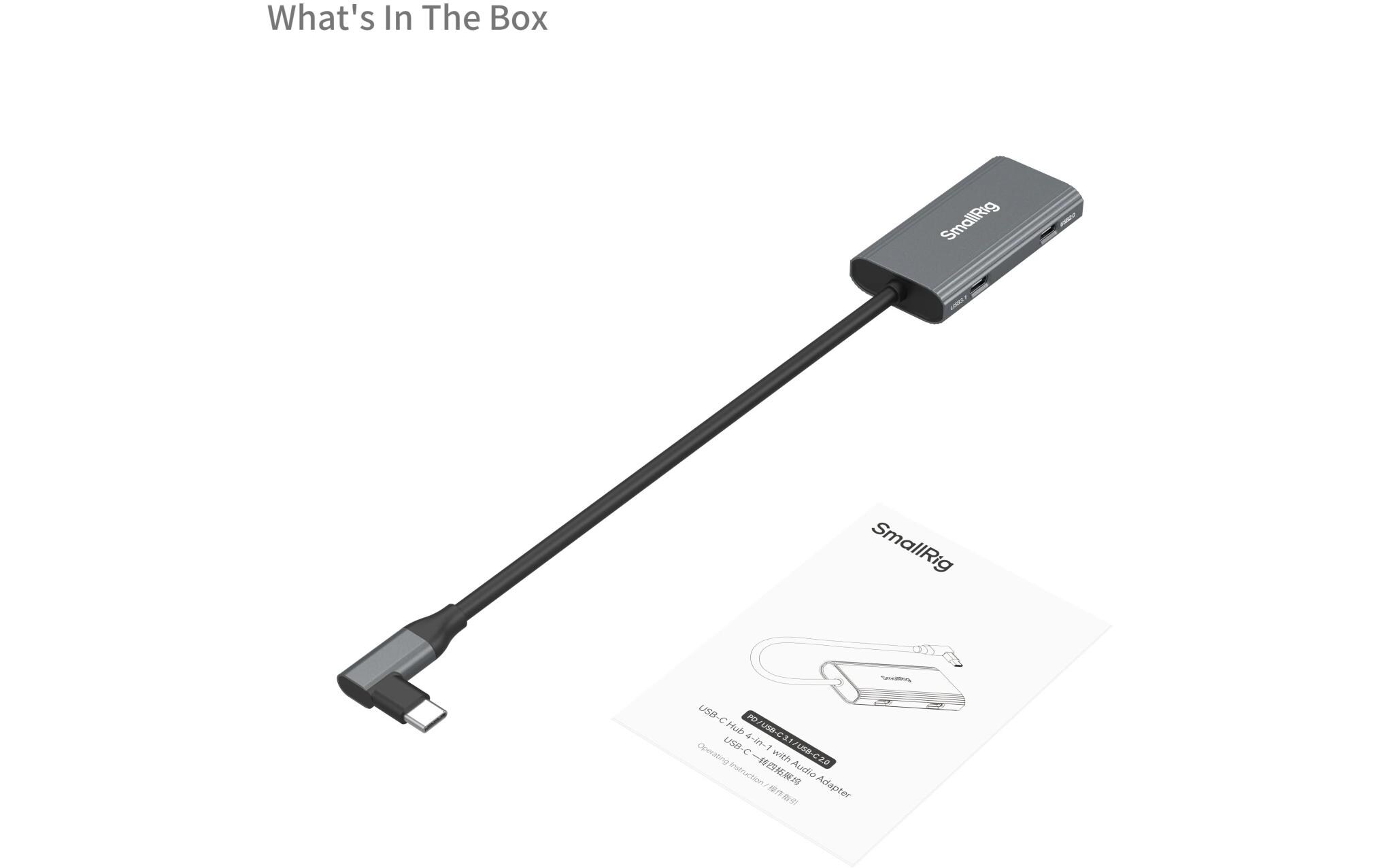 USB-Hub 4-in-1 PD/USB-C 3.1/USB-C 2.0 mit AudioadapterLeichter und kompakter Hub