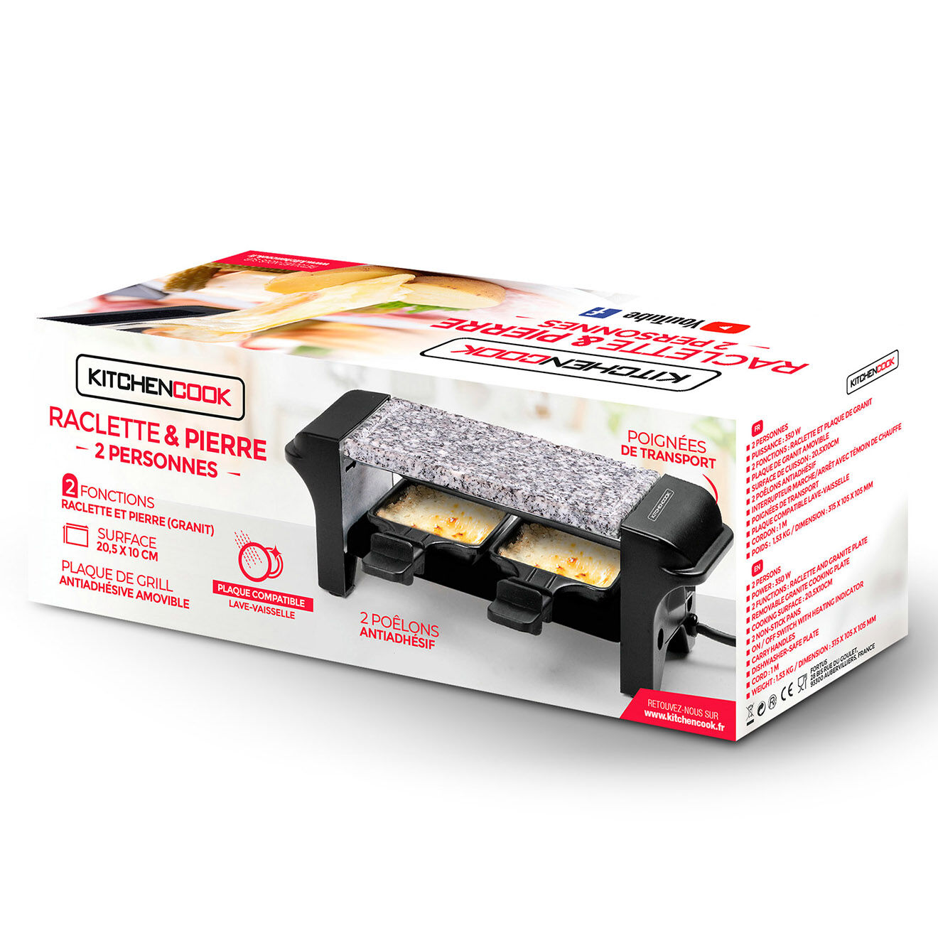 Kitchencook Raclette en Pierre noire - 2 personnes
