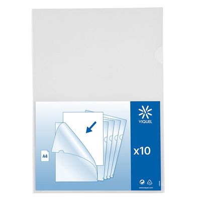 Viquel - 10 Pochettes coin - A4 - pour 25 feuilles - 13/100