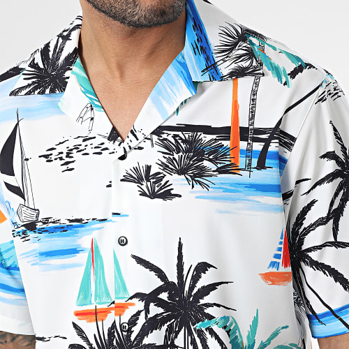 Ensemble Chemise Manches Courtes Et Short Jogging Blanc Noir