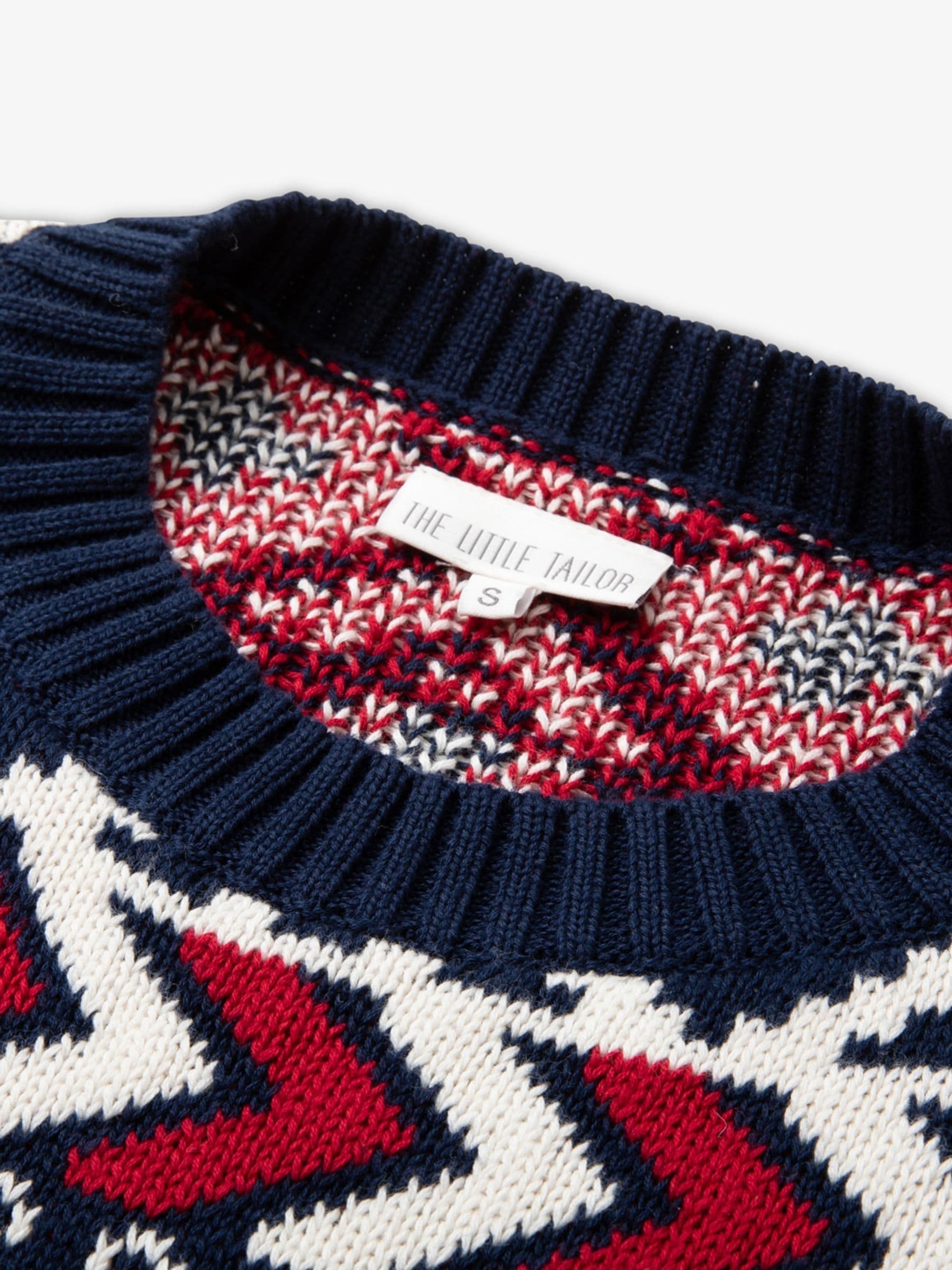 The Little Tailor Blauwe Kerstmis Multicolour Fairisle Katoenen Trui