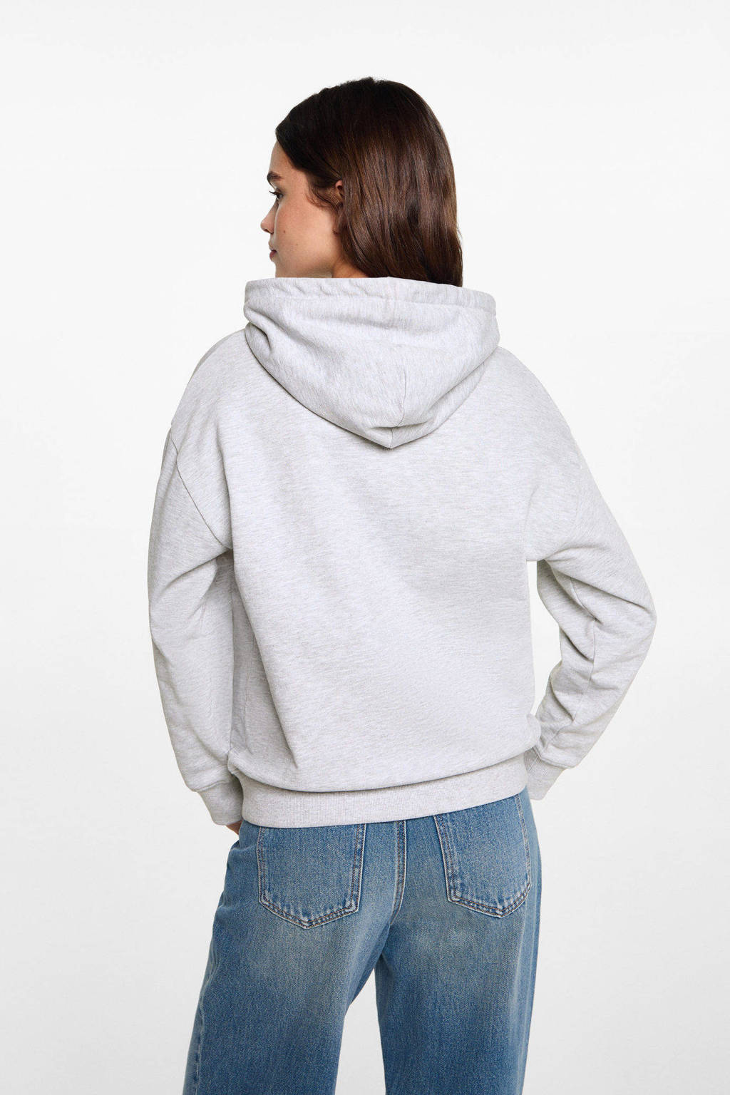 MANGO TEEN hoodie met tekst lichtgrijs melange