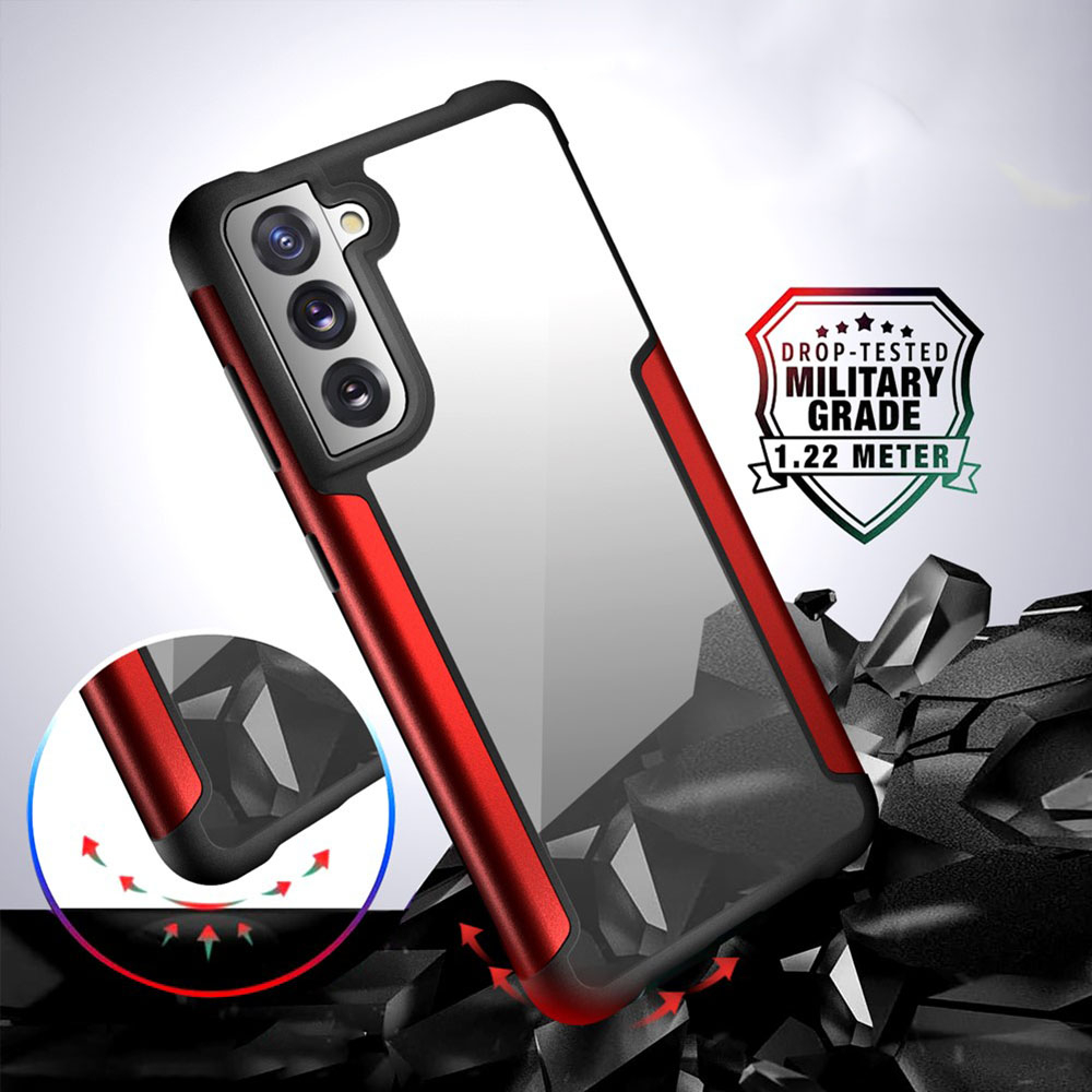 Samsung Galaxy S21 FE 5G Hybrid Bumper Hülle mit Acryl Rückseite - Schwarz / Transparent