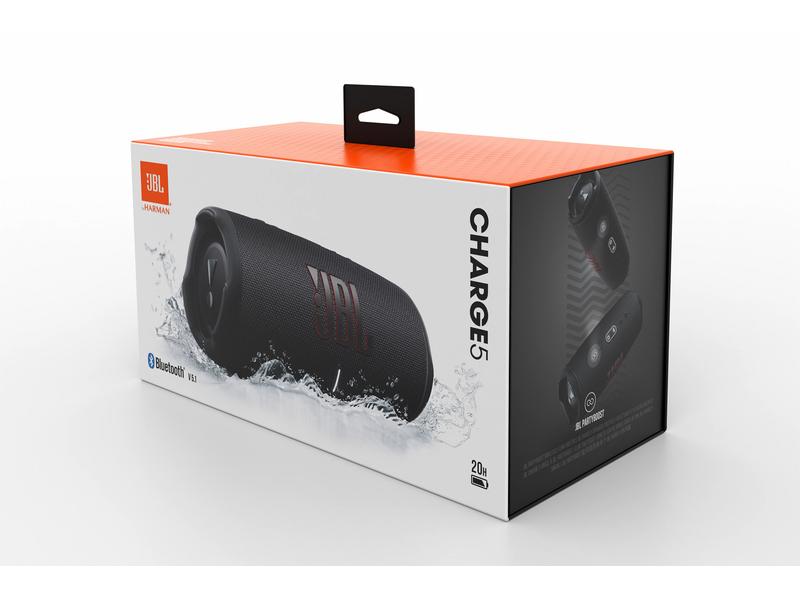 JBL Bluetooth Speaker Charge 5 Schwarz Tragbarer wasserdichter Lautsprecher mit Powerbank