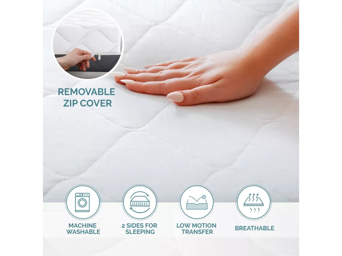 TANHK Matelas à mémoire haute densité 140x190, 20cm, Ferme, Hypoallergénique, Housse amovible, Fabriquée en Italie