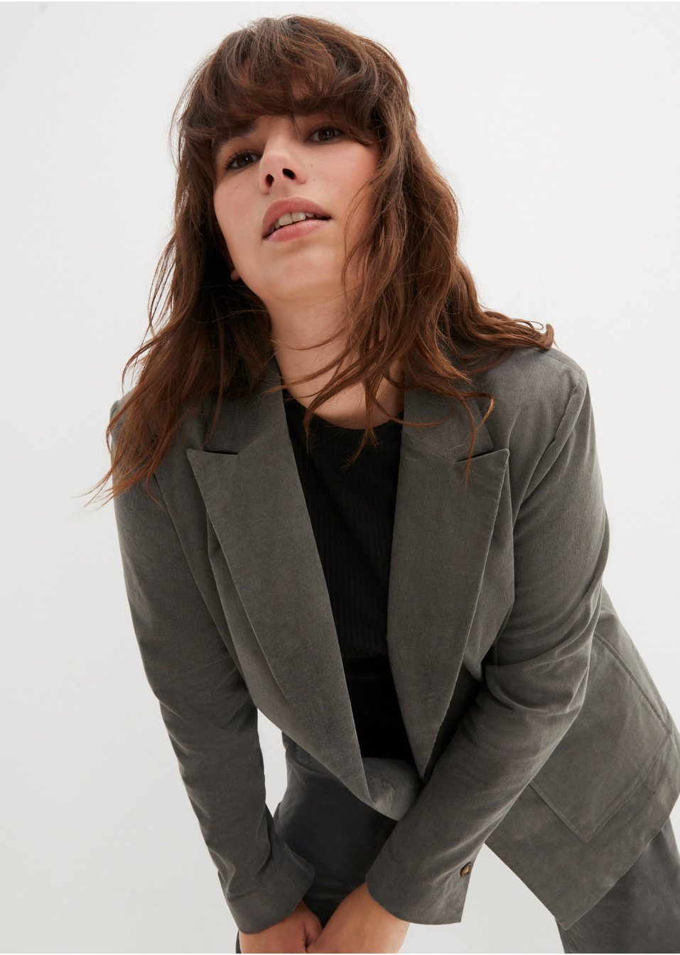 Blazer en velours côtelé avec poches plaquées