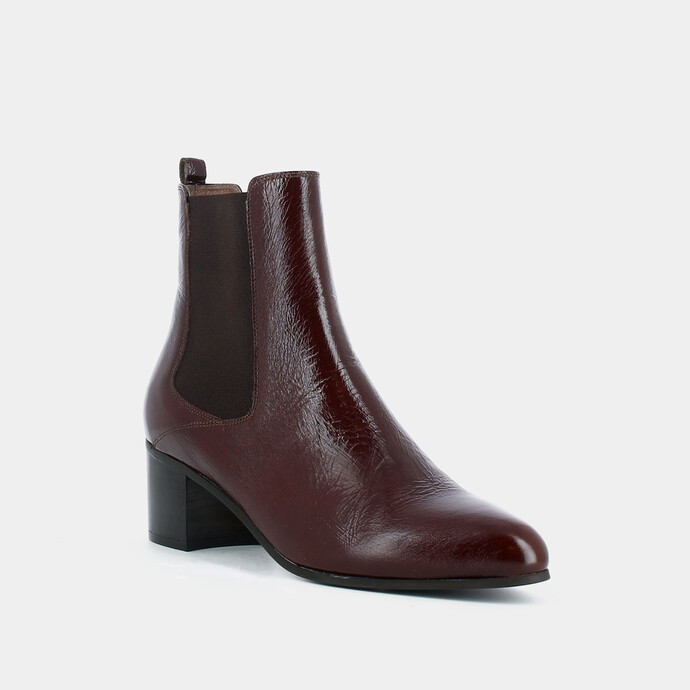 Bottines à talons  en cuir vieilli marron