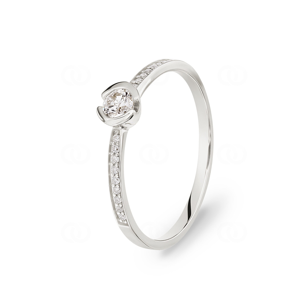 Verlobungsring 750/18 K Weissgold mit Diamanten 0.22 ct H/si