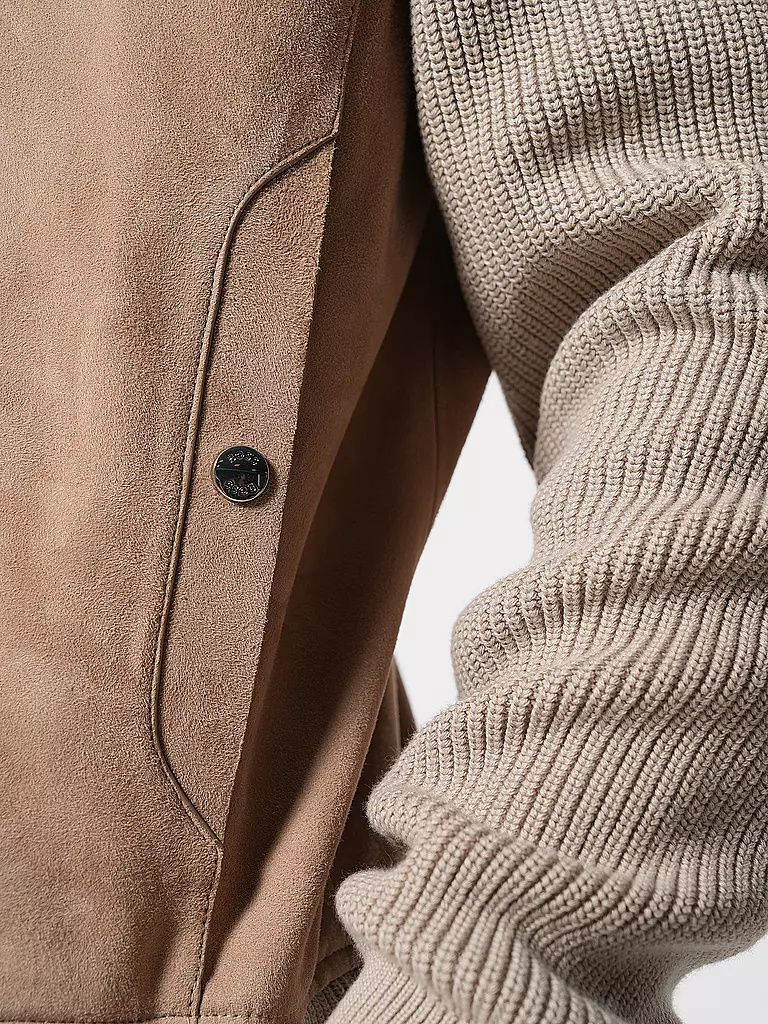 BOSS Lederjacke  beige