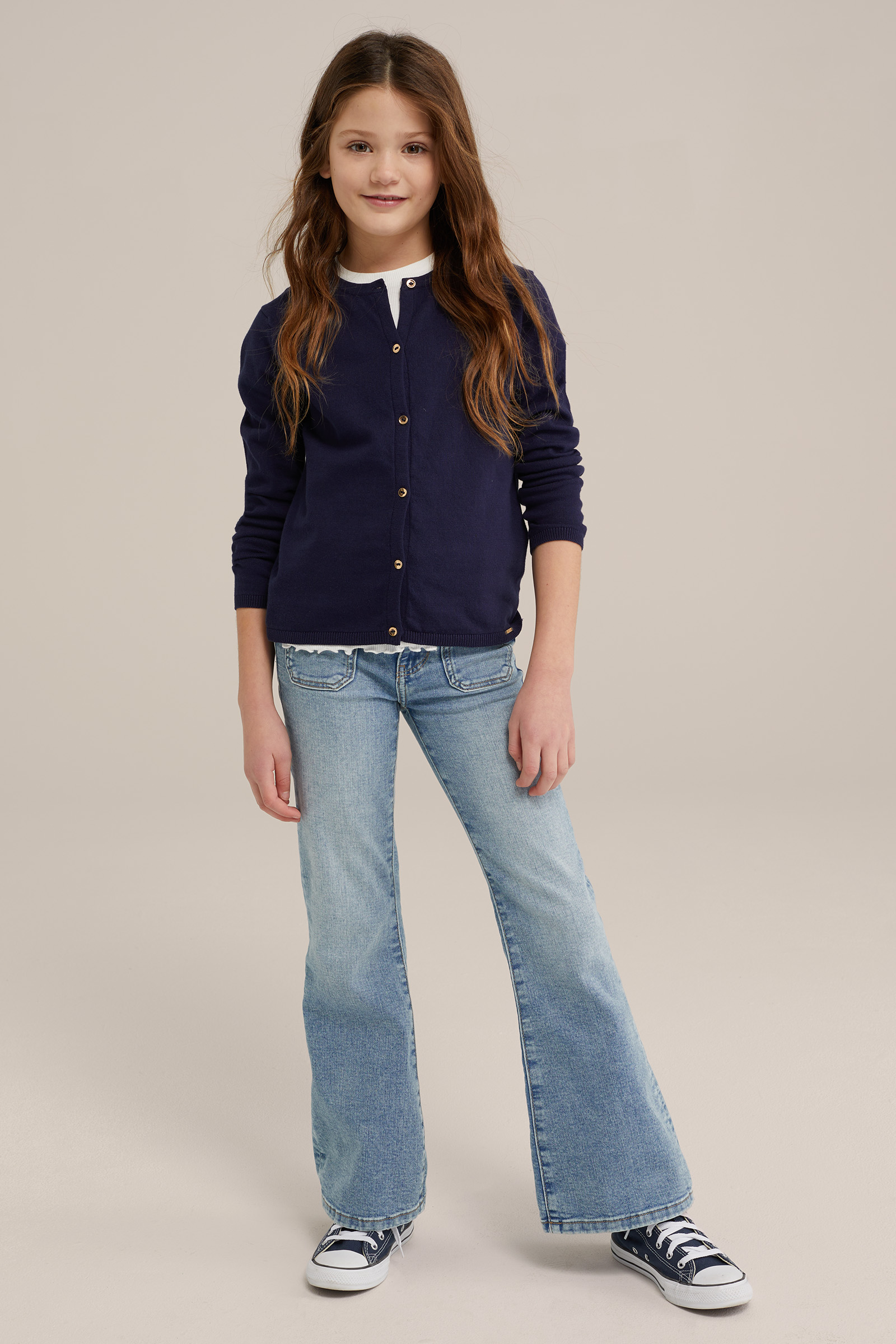Meisjes gebreide vest WE Fashion Donkerblauw