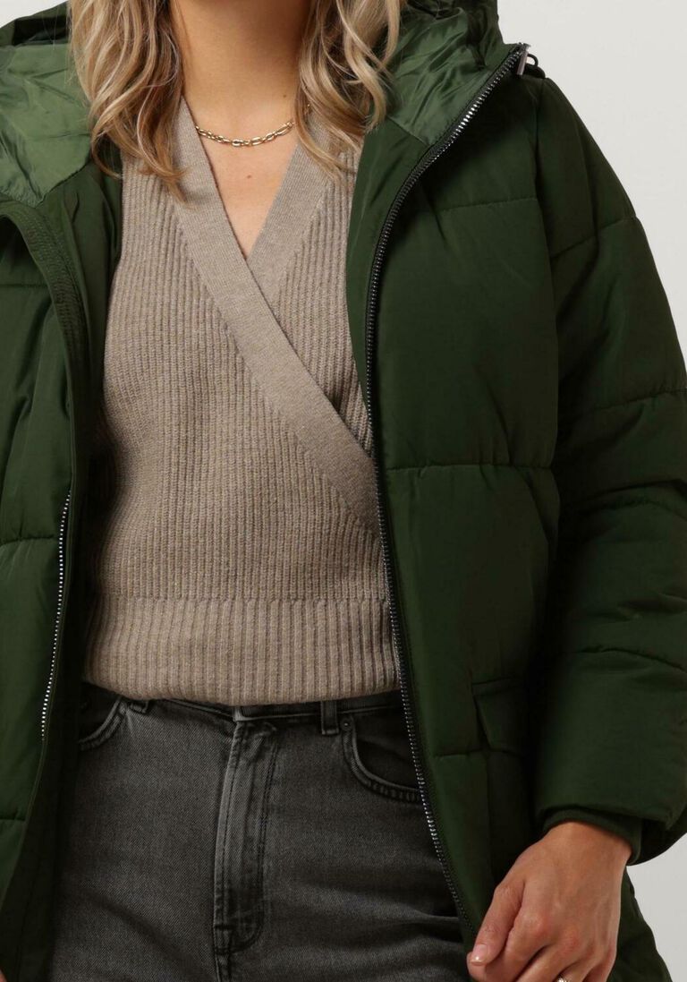 OBJECT groene object gewatteerde jas objzhanna l/s long jacket noos