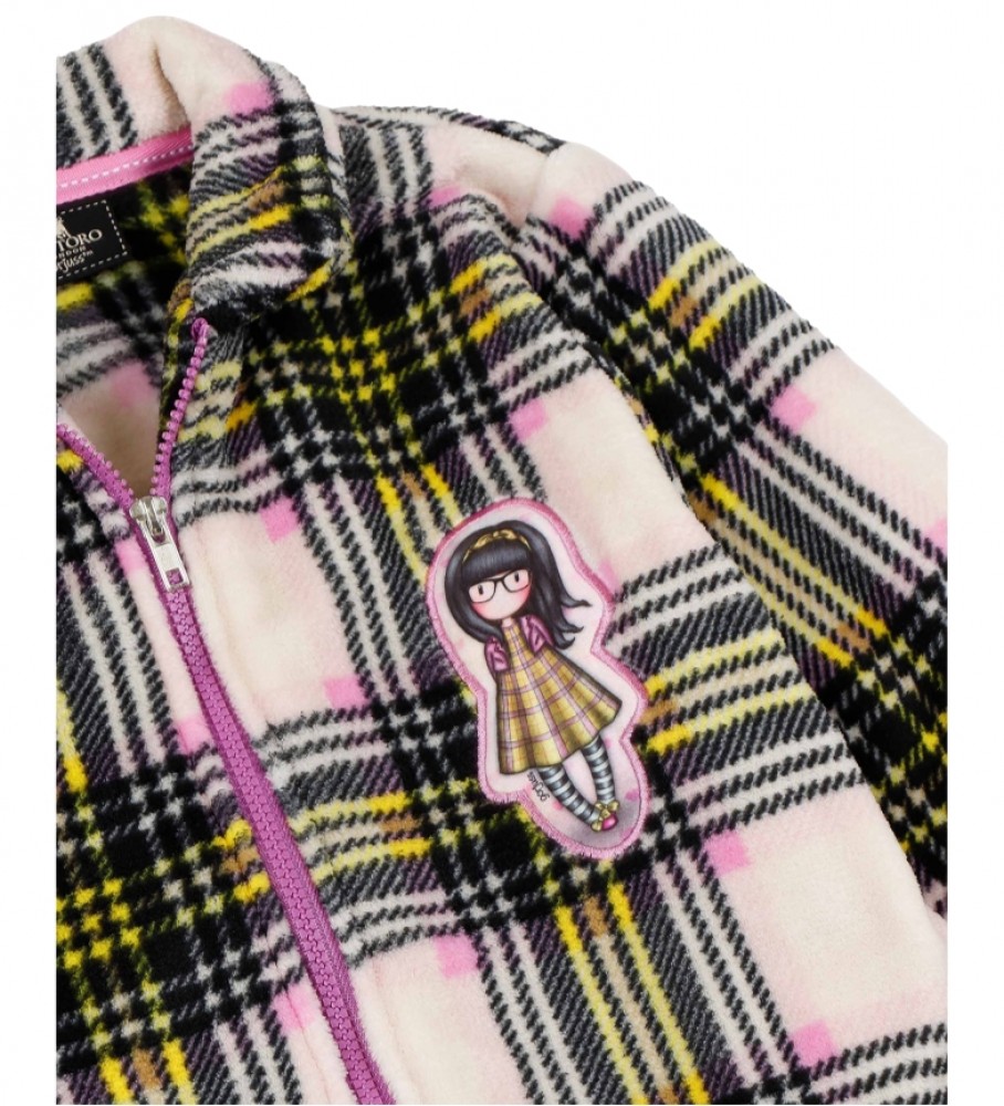 Vestido de manga comprida Santoro Amor à Primeira Vista xadrez multicolorido