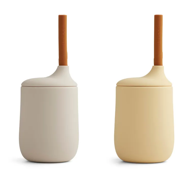 Liewood Gobelet avec paille Ellis en silicone - Set de 2 | Sable