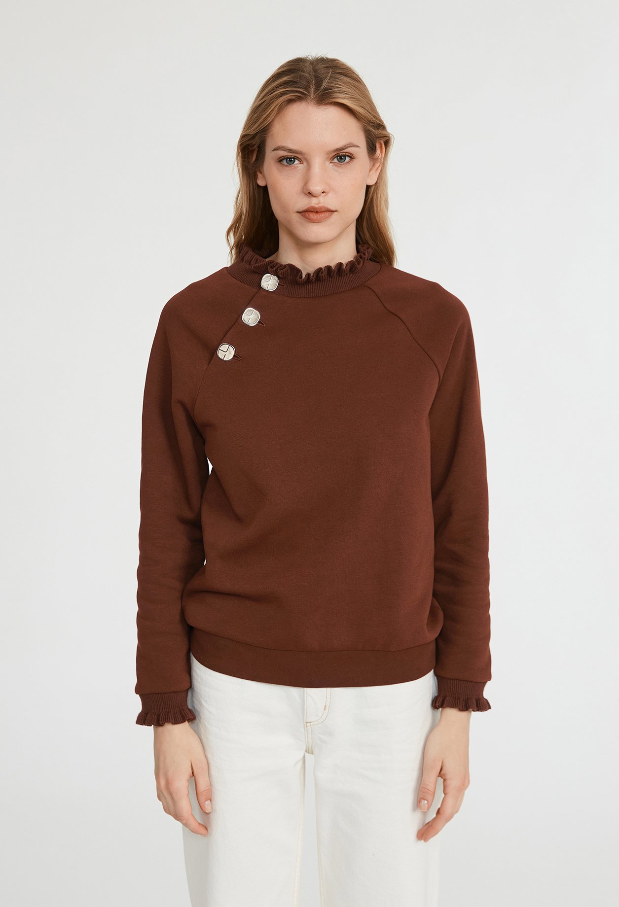 Sweatshirt &agrave; col volante