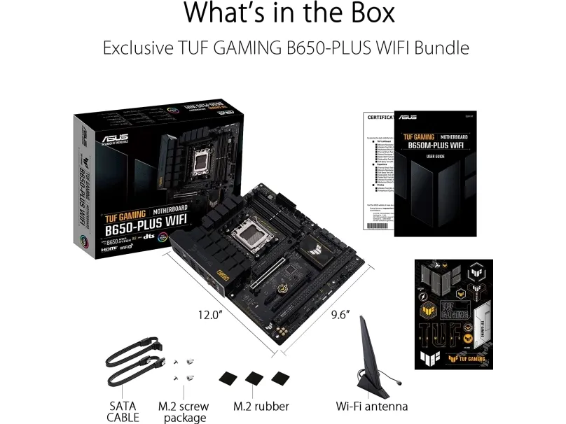 ASUS TUF Gaming B650-Plus WiFi - Bundkort - ATX - Socket AM5 - AMD B650 Chipset - USB-C 3.2 Gen 2x2, USB 3.1 Gen 2, USB 3.2 Gen 2, USB-C 3.2 Gen2, USB-C 3.2 Gen 1 - 2.5 Gigabit LAN, Wi-Fi 6, Bluetooth - onboard grafik (CPU påkrævet) - HD Audio (8-kan