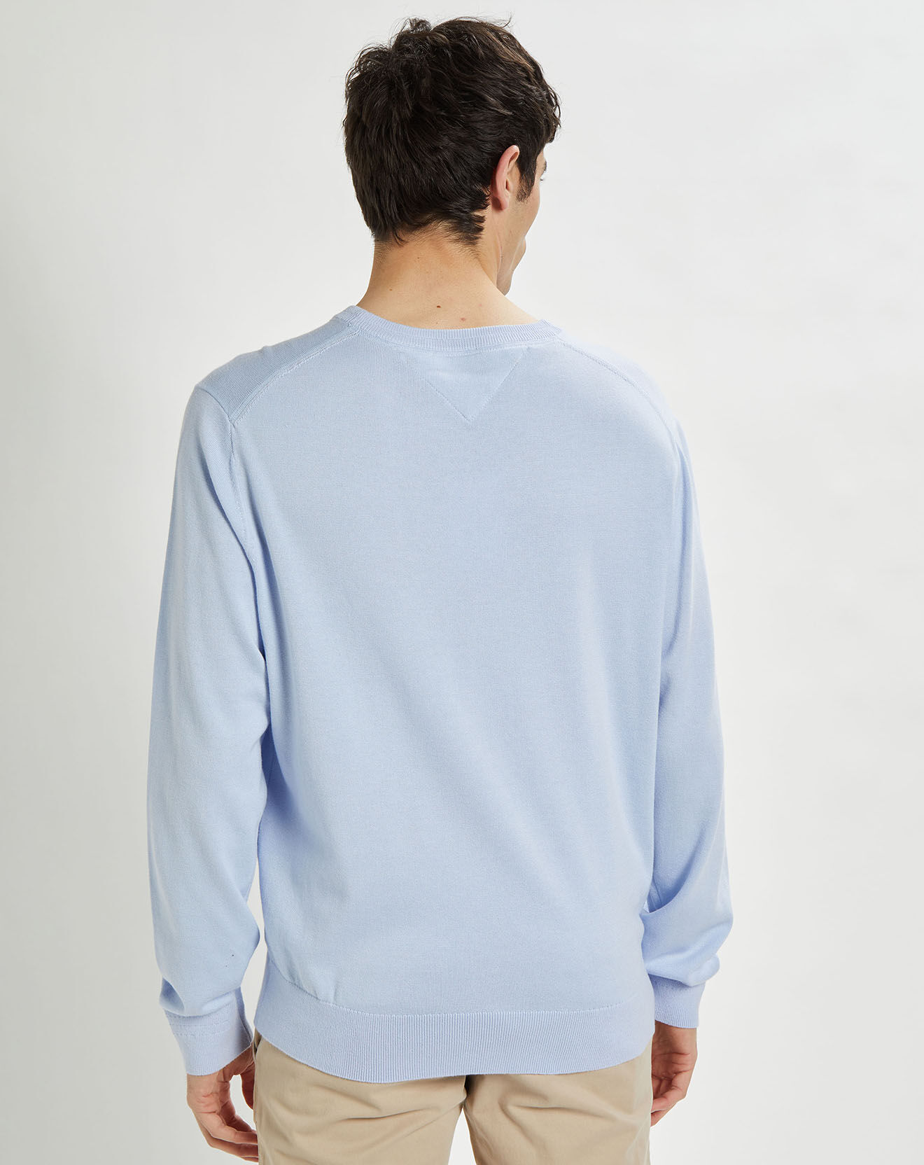 Tommy Hilfiger Pull en Coton Bio & Soie bleu clair