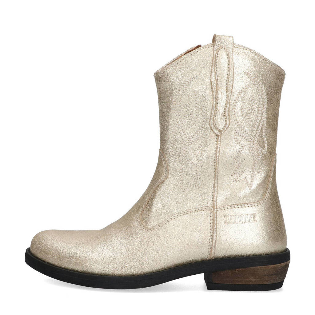 Braqeez Camilla suède cowboylaarzen goud