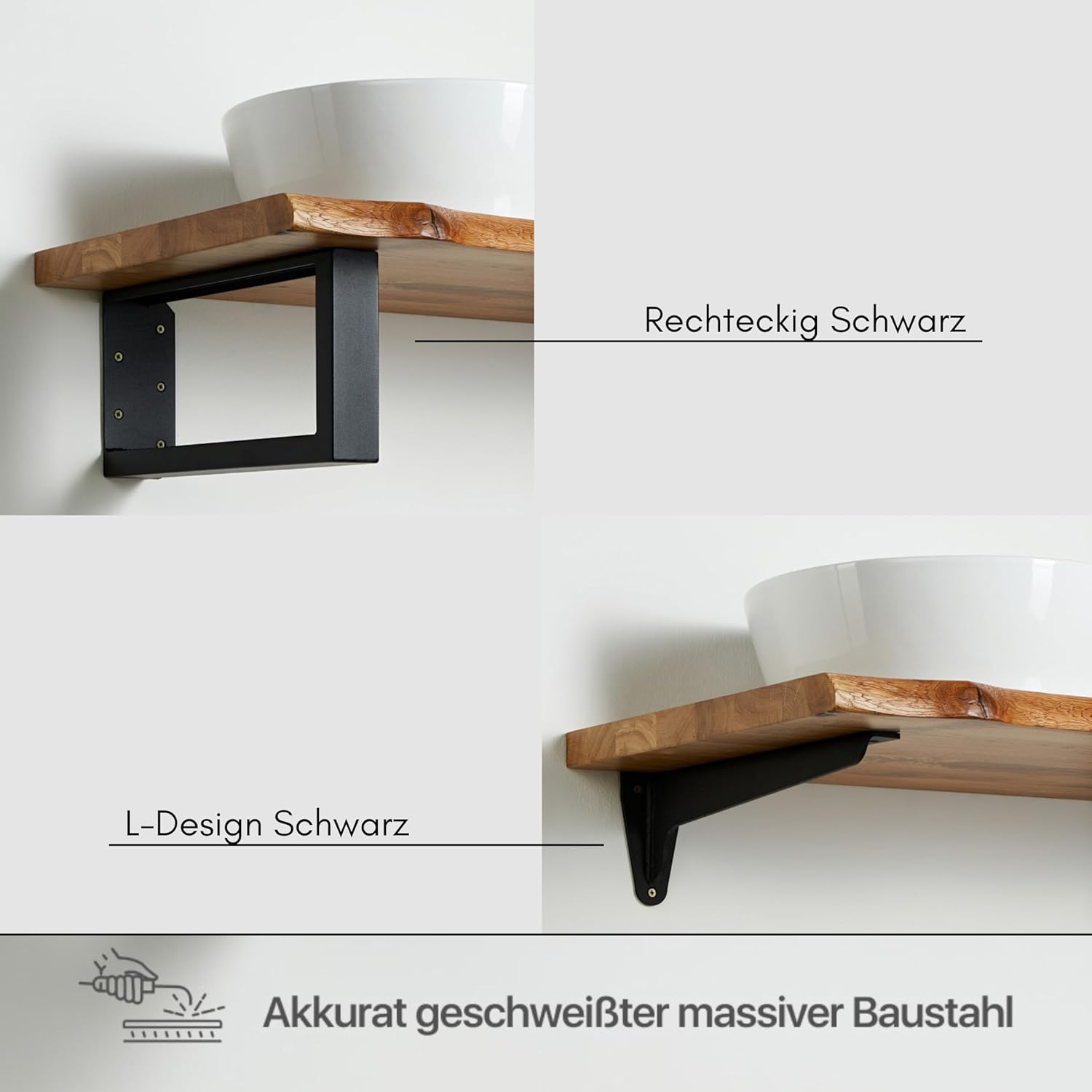 BestLoft Waschtischplatte Holz (Länge: 60 cm/Breite: 30-35 cm) Waschtisch Holz Eichenbrett Massiv 40 mm dick Tischplatte Baumkante Waschplätze rustikale Waschtischkonsole Massivholzplatte