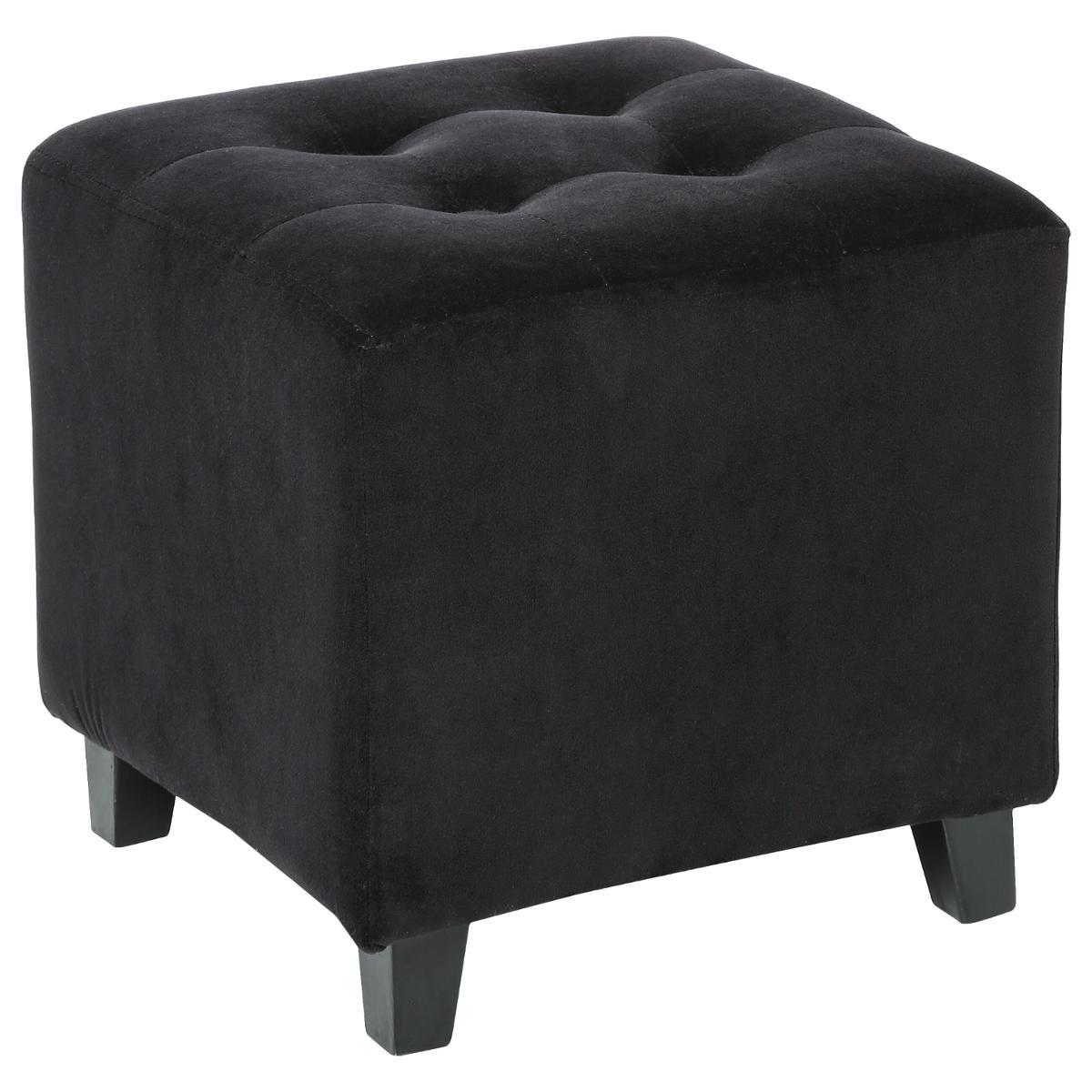POUF VELOURS NOIR LEANDRE