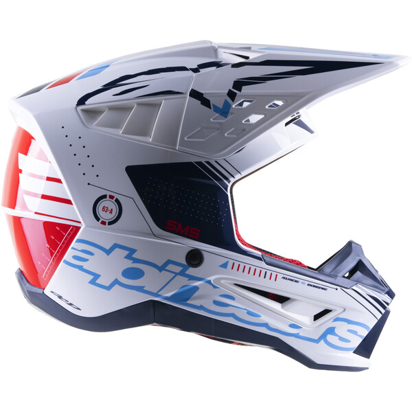 Alpinestars - Casque Supertech S-M5 Action Blanc brillant / Rouge / Bleu Clair